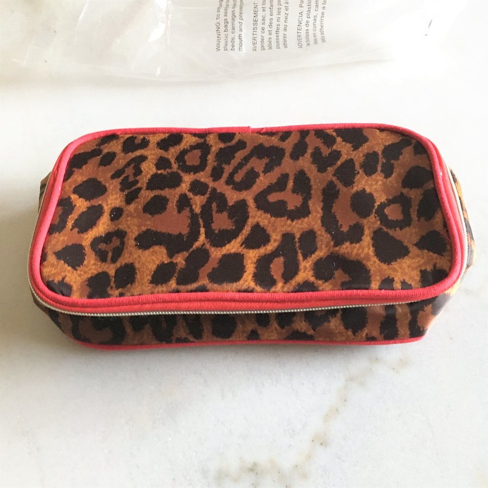 3/$36 - New! Leopard print & red cosmetic / makeup bag